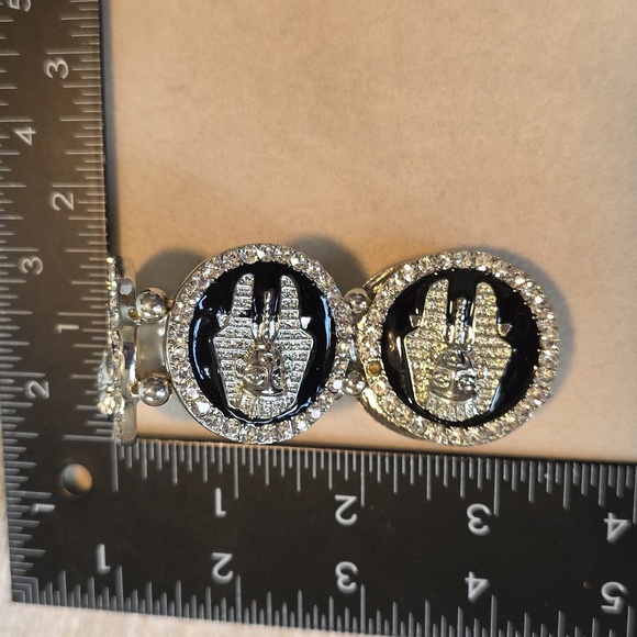 Silver and Black Enamel Egyptian Pharoah Stretch Bracelet - Picture 10 of 10